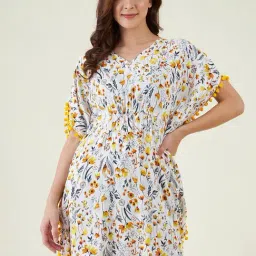 The Kaftan Company White Printed Kaftan Cover Up-image-9