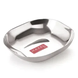 HAZEL Silver Stainless Steel Square Shaped Bowl for Snacks (450ml)-26