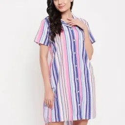 Clovia Multicolor Striped Night Dress-picture-26