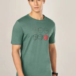 Ajile By Pantaloons Bottle Green Cotton Slim Fit Sports T-Shirt-picture-39