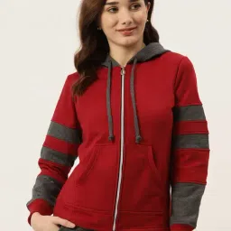 BRINNS Maroon & Grey Color-Block Hoodie-11