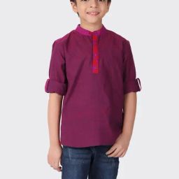 Fabindia Kids Purple Cotton Regular Fit Kurta-image-26