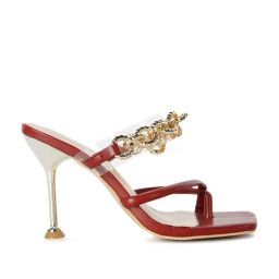 London Rag Women's Burgundy Toe Ring Stilettos-picture-40