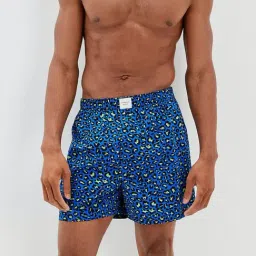 American Eagle Men Blue Leopard Print Stretch Boxer Short-image-2