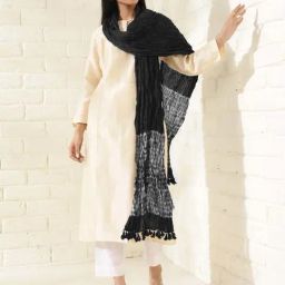 Fabindia Black Cotton Printed Dupatta-1