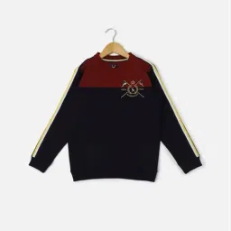 Allen Solly Boys Navy & Maroon Color Block Full Sleeves Sweatshirt-image-81