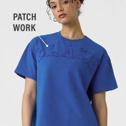 The Souled Store Blue Cotton Loose Fit Embroidered T-Shirt-image-99
