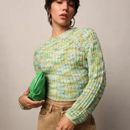 Only Green Self Design Crop Pullover-32