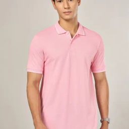 Byford By Pantaloons Pink Cotton Slim Fit Polo T-Shirt-picture-4