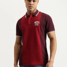 United Colors Of Benetton Red Pure Cotton Regular Fit Colour Block Polo T-Shirt-picture-11