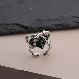 LULU & SKY Silver-Plated Stone-Studded Adjustable Finger Ring-image-28