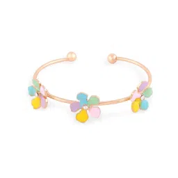 Zaveri Pearls Set of 3 Multi Pastel Colors Floral Design Contemporary Stack Bracelets-ZPFK14550 image 2