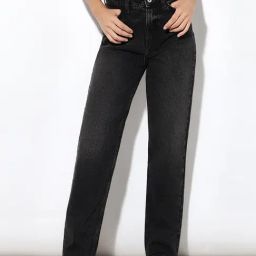 Only Black Cotton Straight Fit High Rise Jeans-image-73