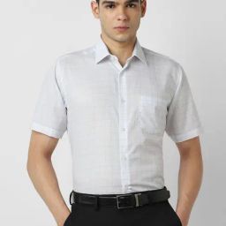 Van Heusen White Regular Fit Checks Shirt-image-119