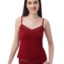 Soie Maroon Self Design Camisole-image-21