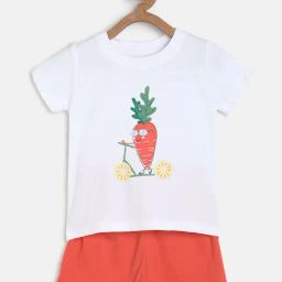 MINIKLUB Kids White & Red Printed T-Shirt with Shorts-image-68