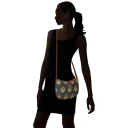 ZOUK Green Printed Medium Sling Handbag image 2