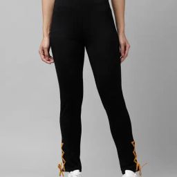 KASSUALLY Black Relaxed Fit Treggings-image-84