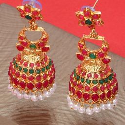 Zaveri Pearls Splendid Gold Look Finely Detailed Jhumki Earrings-ZPFK9491 image 2