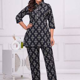 BAESD Printed Shirt Collar Pure Cotton Tunic & Trousers-picture-43