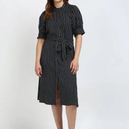 TOMMY HILFIGER Black Striped A Line Dress-picture-10