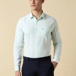 Allen Solly Green Slim Fit Striped Shirt-image-40