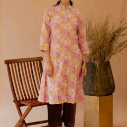 MIRCHI FASHION Yellow Cotton Printed A Line Kurta-39