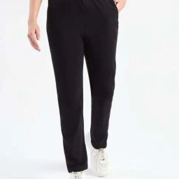 Madame Black Cotton Regular Fit Trackpants-image-102