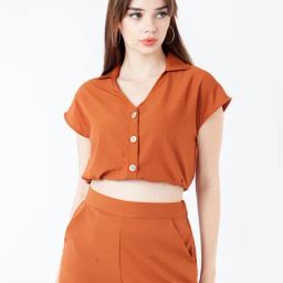 Zink London Brown Regular Fit Crop Top-image-15