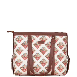 ZOUK White Printed Large Tote Handbag image 1