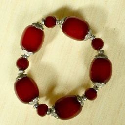 IMLI STREET Maroon & Silver Artificial Stone Stretchable Bracelet for Women-30