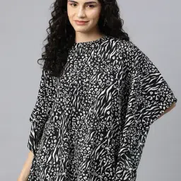 Cottinfab Black & white Printed Kaftan-18