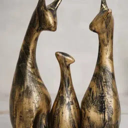 eCraftIndia Golden Polyresin Cat Figurine Showpiece - Set of 3-image-89