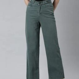 SHOWOFF Green Denim Straight Fit Mid Rise Jeans-image-23