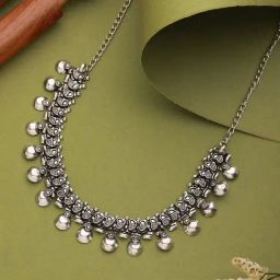 Aatmana Silver-Plated Heart Shaped Oxidized Necklace-0