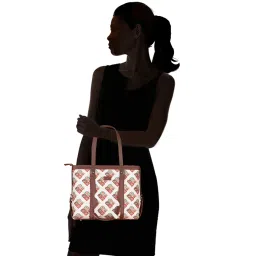 ZOUK White Printed Large Tote Handbag image 2