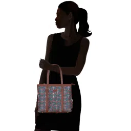 ZOUK Blue Printed Large Tote Handbag image 2
