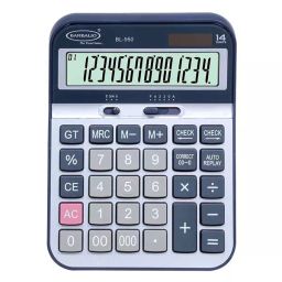 Bambalio 14 Digit Large LCD Display Silver Electronic Calculator, BL-950-0