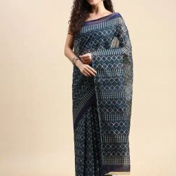 SHANVIKA Rama Green Pure Cotton Geometric Saree-picture-20