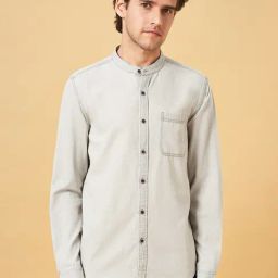 Sf Jeans By Pantaloons Light Grey Slim Fit Shirt-image-98