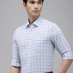 Arrow Men Manhattan Slim Fit Windowpane Checks Opaque Pure Cotton Formal Shirt-picture-25