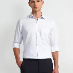 Arrow Blue Cotton Regular fit Self Shirt-image-26