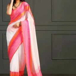 Aditri White Handloom Khadi Cotton Saree-picture-33