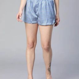 Oxolloxo Blue & White Checks Shorts-23