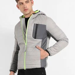 Campus Sutra Light Grey Regular Fit Puffer Jacket-picture-30