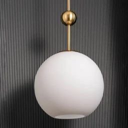 Whispering Homes Frosted Glass Globe Gold Metal Pendant Light-picture-19
