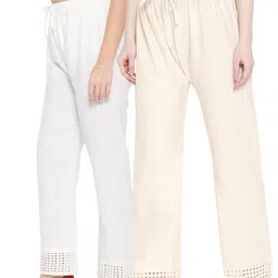 KALINI Pack Of 2 Cotton Straight Palazzos-image-6