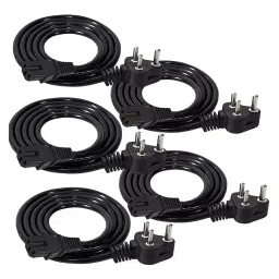 EASY ELECTRONICS  Black 3 Pin Computer SMPS Power Cable for Desktop & Monitor-Pack of 5-12