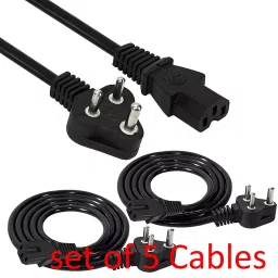 EASY ELECTRONICS  Black 3 Pin Computer SMPS Power Cable for Desktop & Monitor-Pack of 5 image 2
