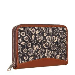 ZOUK Black Printed Zip Around Wallet for Women image 2
